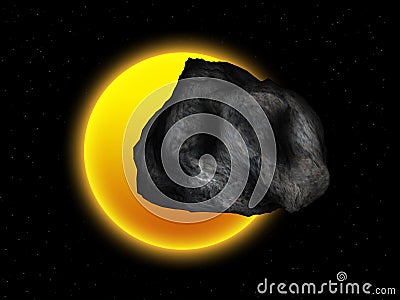 Sun and asteroid Stock Photo