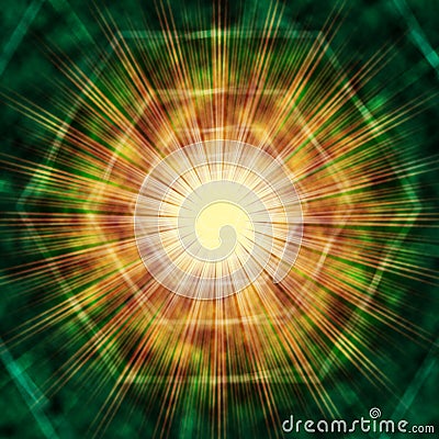 Sun Background Shows Brown Green Hexagons And Light Stock Photo