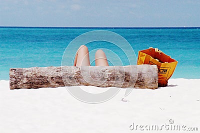 Sun-bathing on Kendwa Beach, Zanzibar Stock Photo