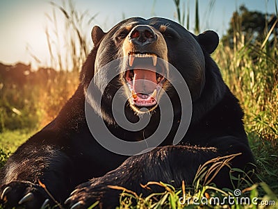 Ai Generated illustration Wildlife Concept of Sun bear Cartoon Illustration