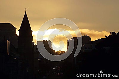 Sun Behind a Chapel Stock Photo