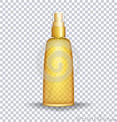 Sun block lotion Container. Sun care oil transparent bottle. Vector illustration Vector Illustration