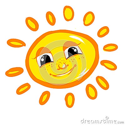 Cheerful sun childrens illustration Vector Illustration