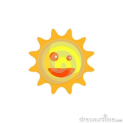 Sun cartoon smiling in white background Vector Illustration