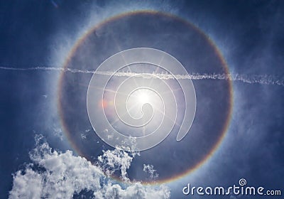 Sun with circular rainbow Stock Photo