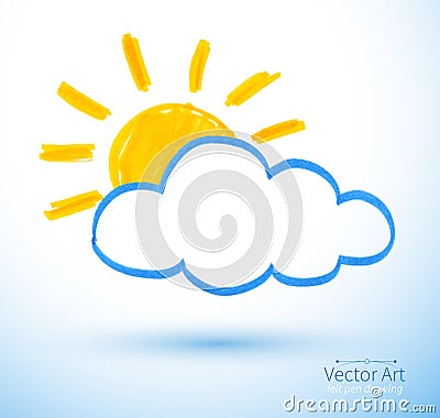 Sun and cloud Vector Illustration