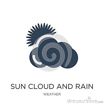 sun cloud and rain icon in trendy design style. sun cloud and rain icon isolated on white background. sun cloud and rain vector Vector Illustration