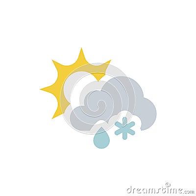 Sun with cloud snow and rain vector icon Vector Illustration