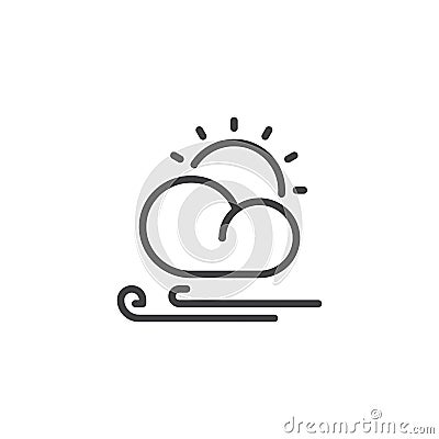 Sun cloud and wind line icon Vector Illustration