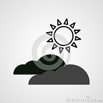 Sun and clouds icon Stock Photo