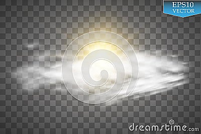 Sun, Clouds and Sky Forecast Background. Cool Weather Transparent Space. Sunshine. Vector illustration Vector Illustration