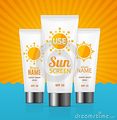 Sun Cream Summer Travel Concept. Vector Vector Illustration