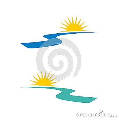 Sun and Creek Logo Template Illustration Design. Vector EPS 10 Vector Illustration