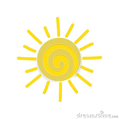 Sun with direct rays. Sunrise bright shine illustration image Vector Illustration