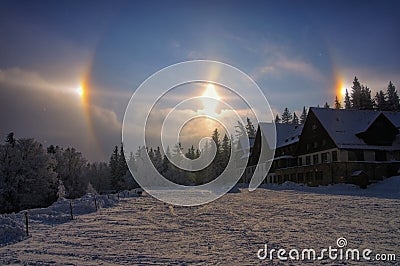 Sun dog, a atmospheric phenomenon Stock Photo