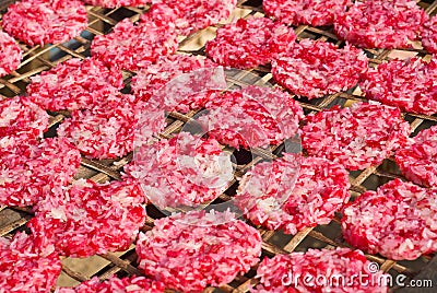 Sun-dried Sticky Rice Cakes Stock Photo