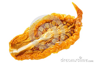 Sun-dried yellow tomato half, paths Stock Photo