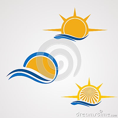 Sun element set logo vector, icon, element, and template for company Vector Illustration