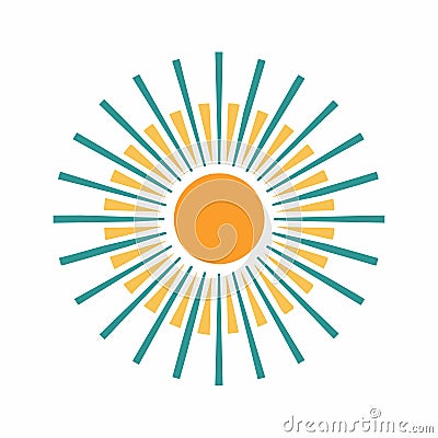 A sun emitting bright and sharp rays in a stylized design, Sunburst design with clean lines and minimal color palette Vector Illustration