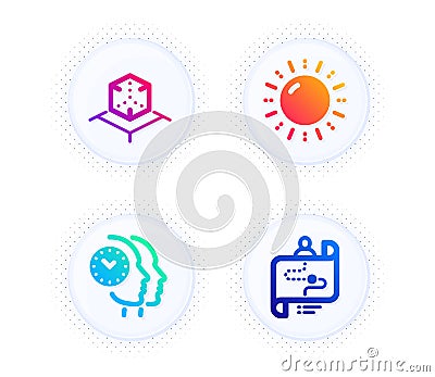 Sun energy, Augmented reality and Time management icons set. Journey path sign. Vector Vector Illustration