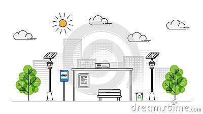 Sun energy sidewalk vector illustration Vector Illustration