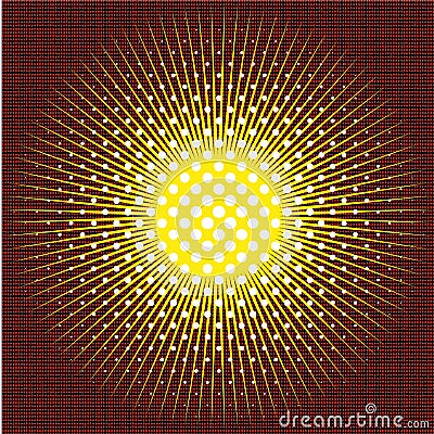 The sun executed in technics of a halftone on black background Vector Illustration