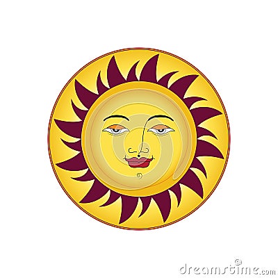 sun face calm elegant looking cartoon face in a circle vector illustration Vector Illustration