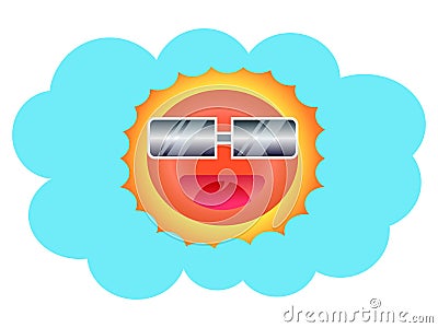 Sun Face with sunglasses and Happy Smile Illustration Stock Photo