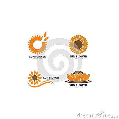 Sun flower floral logo vector icon Vector Illustration
