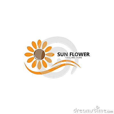 Sun flower floral logo vector icon Vector Illustration