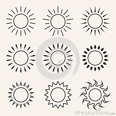 sun or flower logo design vector set bundle collection Vector Illustration