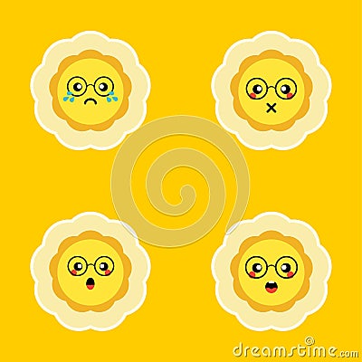 sun flower set flat style vector illustration. Collection of difference emoticon icon of sunflower on the white background vector Vector Illustration