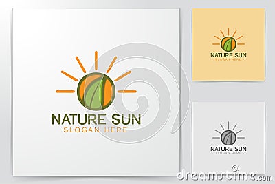 sun, sun flower, sunshine, sunrise and leaf logo Designs Inspiration Isolated on White Background Vector Illustration