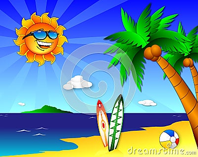 Sun and fun on the Beach Vector Illustration