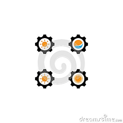 Sun gear logo vector icon Cartoon Illustration