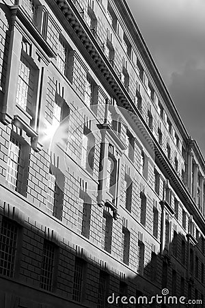 Sun glinting in the window of a london building Editorial Stock Photo