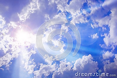 Sun glows in the laptop of cloud. Stock Photo