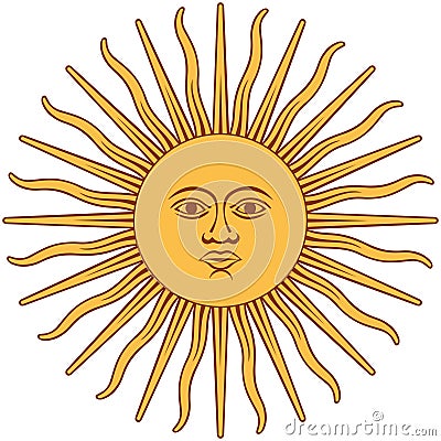 Sun graphic sign. The Inca god of the sun Cartoon Illustration