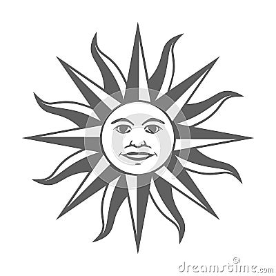 Sun graphic sign. The Inca god of the sun Cartoon Illustration