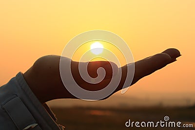 Sun In Hand Stock Photo