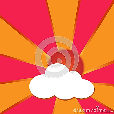 The sun has clouds and orange beams Vector Illustration