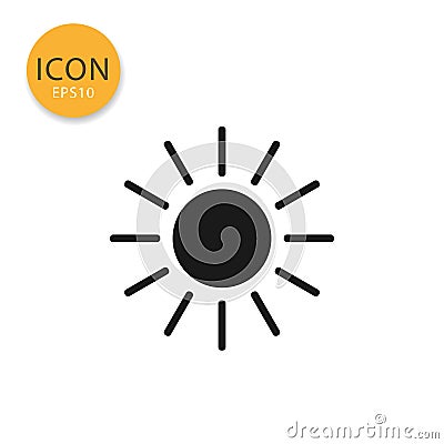 Sun icon isolated flat style. Vector Illustration