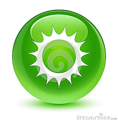 Sun icon glassy green round button Cartoon Illustration