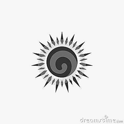 Sun icon, hot, light, brightness, day Vector Illustration