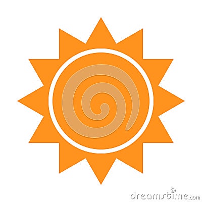 Sun icon with rays. Vector illustration of a weather forecast. Clear weather logo and symbol Vector Illustration