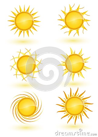 Sun Icon Set Cartoon Illustration