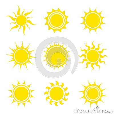 Sun icon set. Collection of abstract elements. Vector illustration Vector Illustration