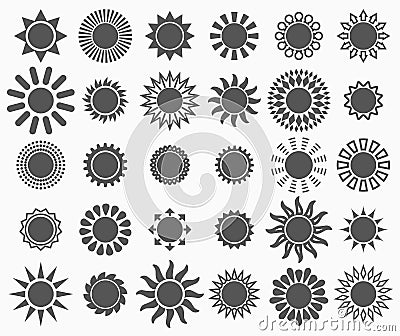 Sun icon set. Vector Illustration