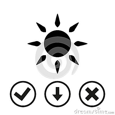 Sun icon stock vector illustration flat design Vector Illustration