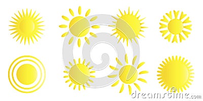 Sun icon. Vector image of summer, sunshine. Abstract Sunrise Icons. Stock Photo Stock Photo